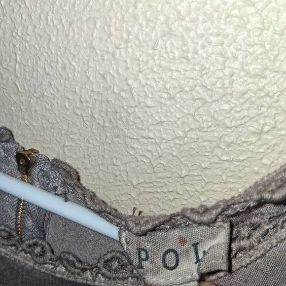 POL Sweet And Simple Brown Lace Trimmed Tunic Length Tank/Dress L - Picture 6 of 8